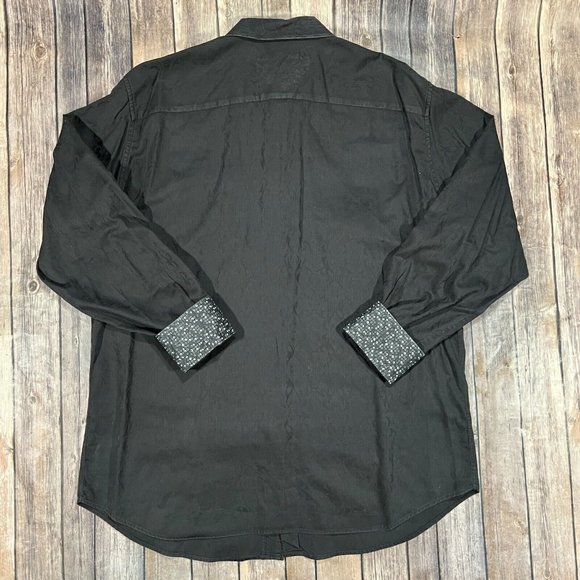 Robert Graham Flip Cuff Long Sleeve Button Shirt XL Mens Black Print - Picture 2 of 8